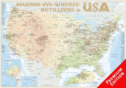 Whiskey Distilleries USA - Poster 100x70cm Premium Edition - R&uuml;diger J&ouml;rg Hirst
