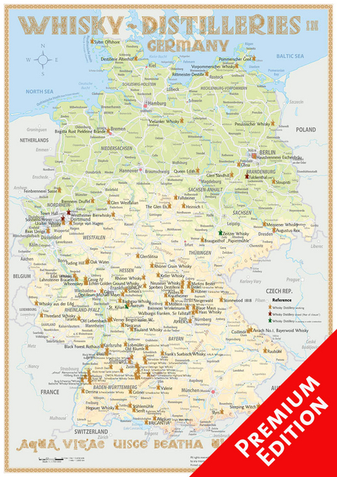 Whisky Distilleries Germany - Poster 42x60cm Premium Edition - R&uuml;diger J&ouml;rg Hirst