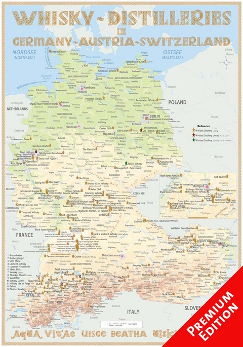 Whisky Distilleries Germany, Austria and Switzerland - Poster 70x100cm Premium Edition - R&uuml;diger J&ouml;rg Hirst
