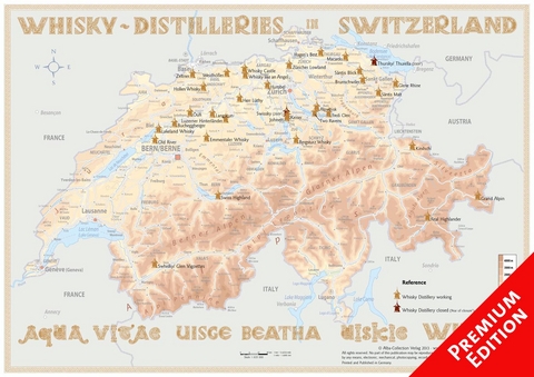 Whisky Distilleries Switzerland - Poster 60x42cm Premium Edition - R&uuml;diger J&ouml;rg Hirst
