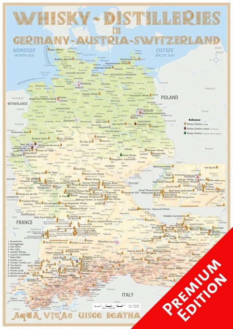 Whisky Distilleries Germany, Austria and Switzerland - Poster 42x60cm Premium Edition - R&uuml;diger J&ouml;rg Hirst