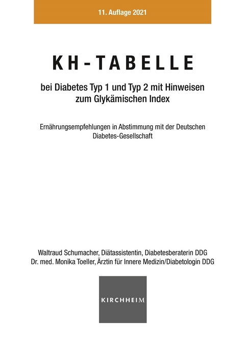 KH-Tabelle f&uuml;r Diabetiker - Waltraud Schumacher, Monika Toeller