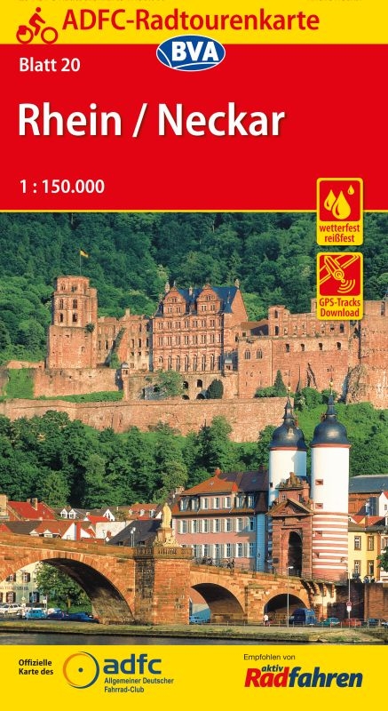 ADFC-Radtourenkarte 20 Rhein /Neckar 1:150.000, rei&szlig;- und wetterfest, GPS-Tracks Download
