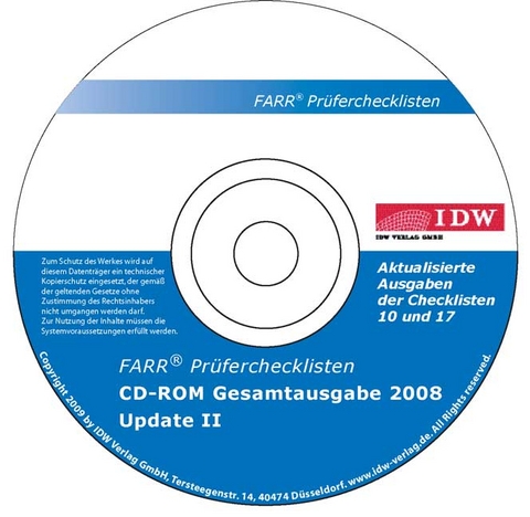 FARR Pr&uuml;ferchecklisten CD-ROM Gesamtausgabe 2008 Update II - Wolf M Farr