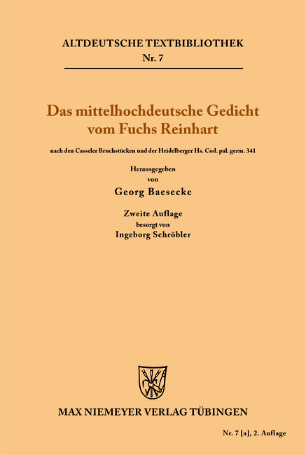 Das mittelhochdeutsche Gedicht vom Fuchs Reinhart - 