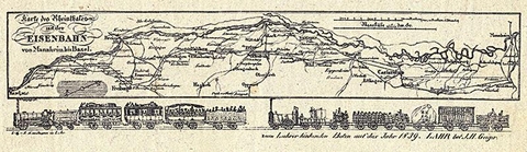 Eisenbahnkarte Mannheim-Basel
