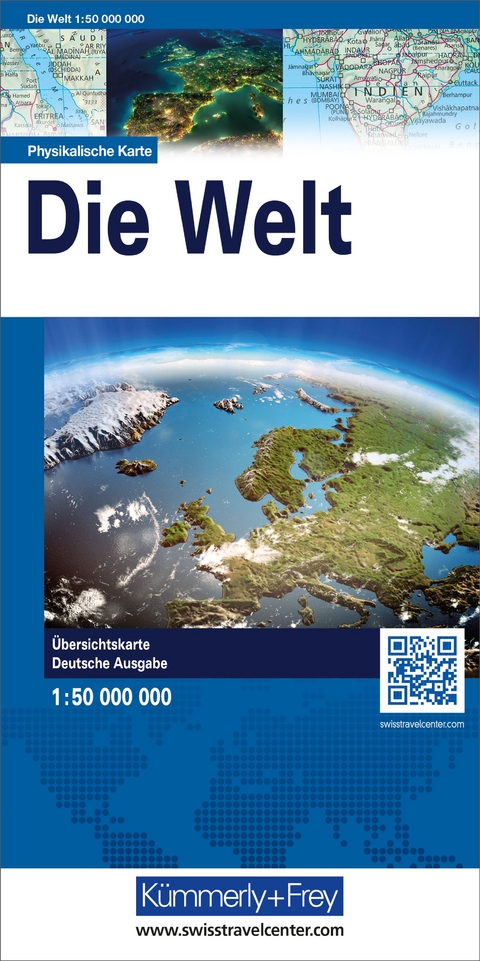 K&uuml;mmerly+Frey Weltkarte physikalisch 1:50 Mio.