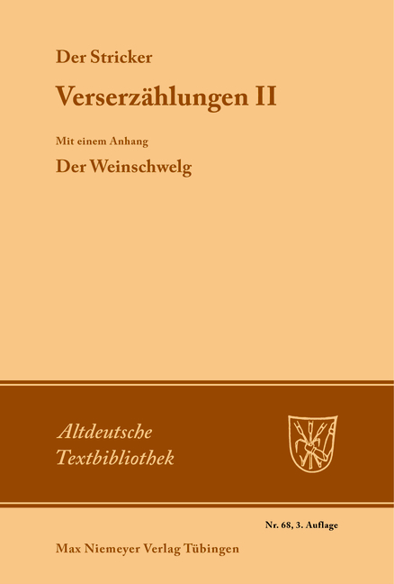 Verserz&auml;hlungen II - Der Stricker