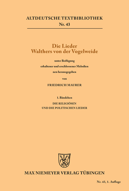 Die Lieder Walthers von der Vogelweide - 