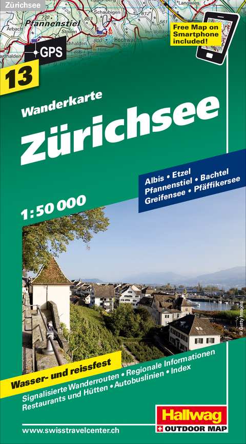 Z&uuml;richsee Wanderkarte Nr. 13, 1:50 000