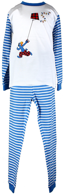 Globi Pyjama Langarm Streifen blau 122/128