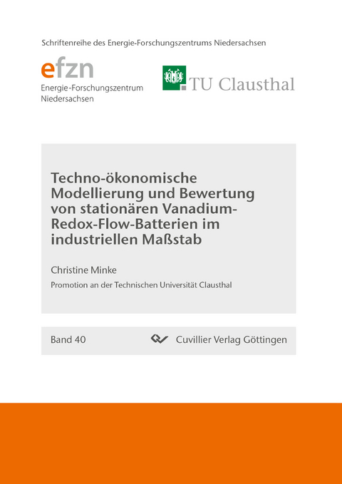 Techno-&ouml;konomische Modellierung und Bewertung von station&auml;ren Vanadium-Redox-Flow-Batterien im industriellen Ma&szlig;stab - Christine Minke