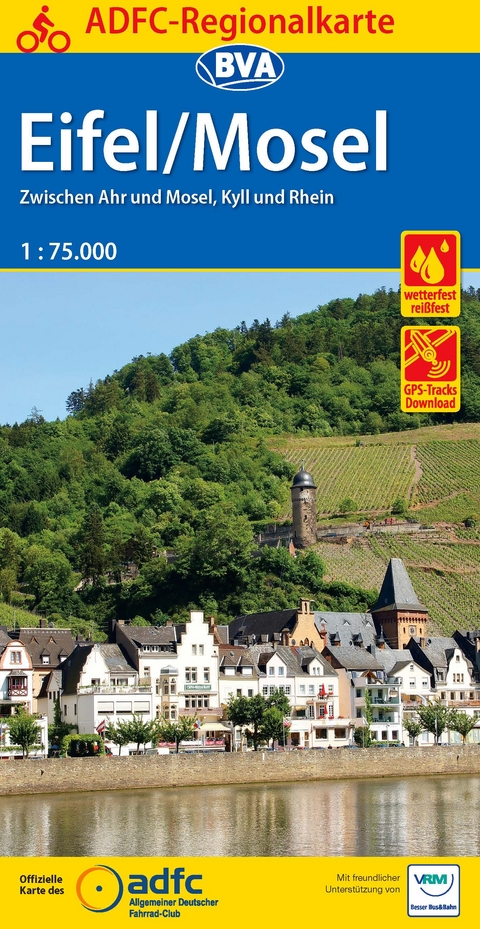 ADFC-Regionalkarte Eifel/ Mosel mit Tagestouren-Vorschl&auml;gen, 1:75.000, rei&szlig;- und wetterfest, GPS-Tracks Download