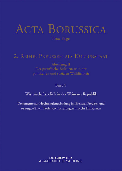 Wissenschaftspolitik in der Weimarer Republik - 