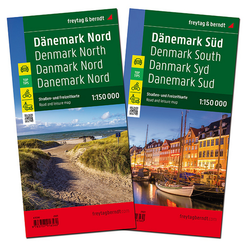 D&auml;nemark, Stra&szlig;enkarten-Set 1:150.000, freytag & berndt