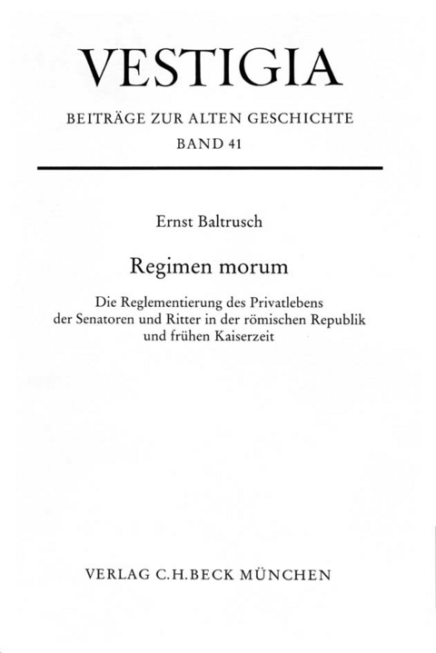 Regimen morum - Ernst Baltrusch