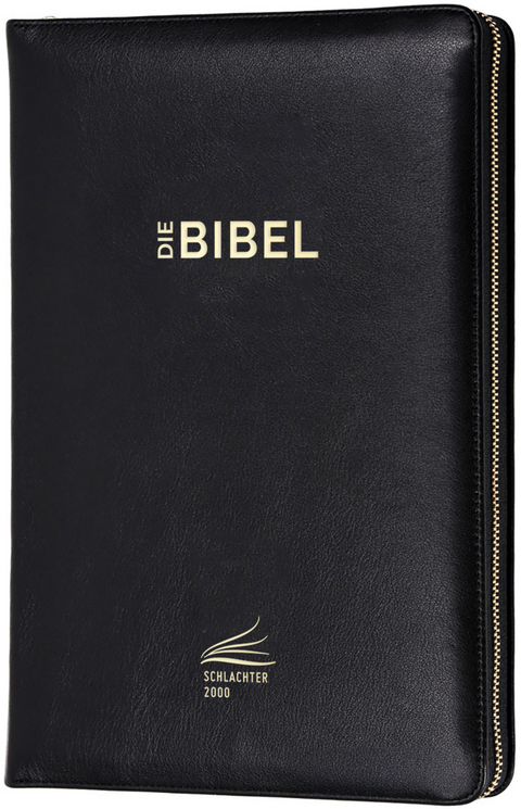Schlachter 2000 Bibel - Standardausgabe (Kalbsleder, Goldschnitt, mit Rei&szlig;verschluss, schwarz)