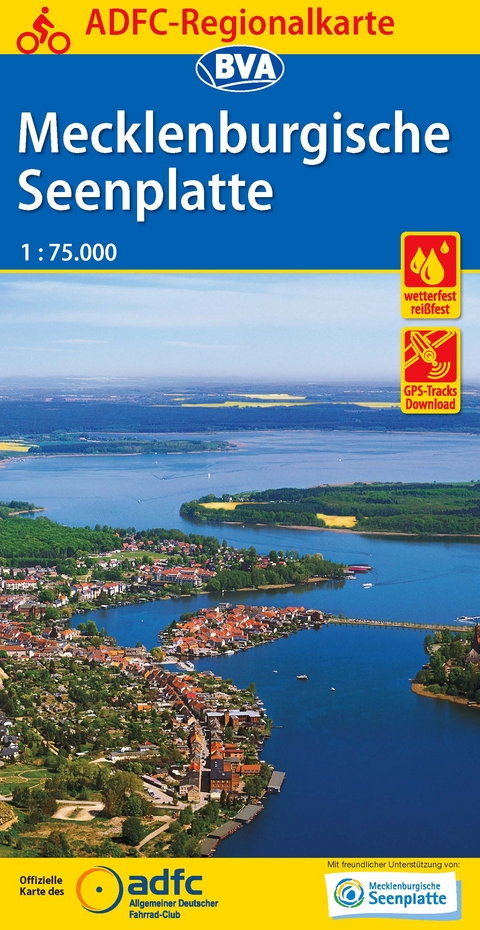 ADFC-Regionalkarte Mecklenburgische Seenplatte 1:75.000, rei&szlig;- und wetterfest, GPS-Tracks Download