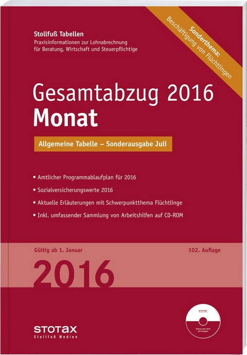 Tabelle, Gesamtabzug 2016 Monat - Sonderausgabe Juli