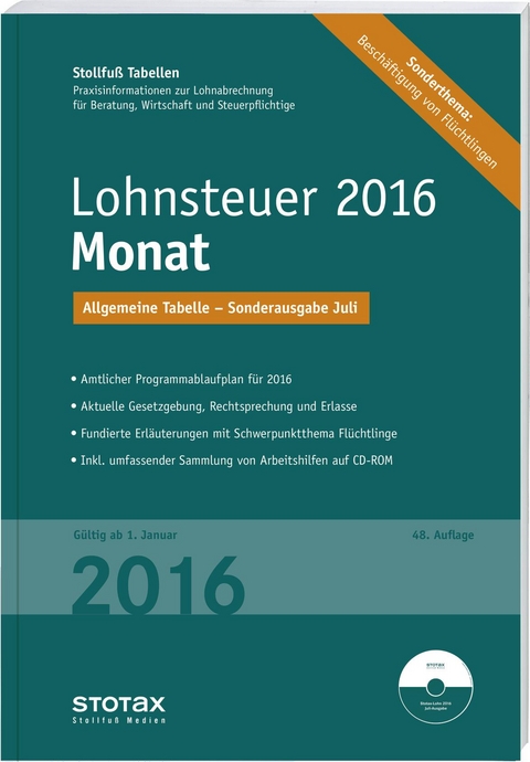 Tabelle, Lohnsteuer 2016 Monat - Sonderausgabe Juli