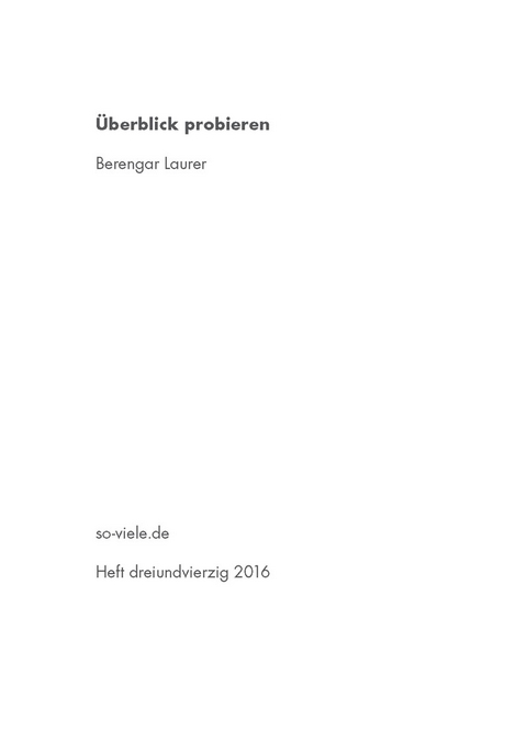 so viele Heft 43 - Berengar Laurer