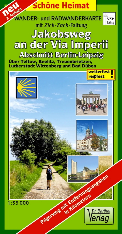 Radwander- und Wanderkarte Jakobsweg an der Via Imperii, Abschnitt Berlin-Leipzig