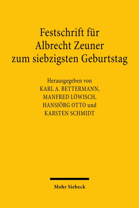 Festschrift f&uuml;r Albrecht Zeuner zum siebzigsten Geburtstag - 