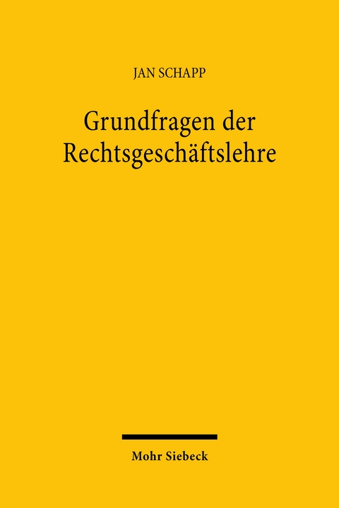 Grundfragen der Rechtsgesch&auml;ftslehre - Jan Schapp