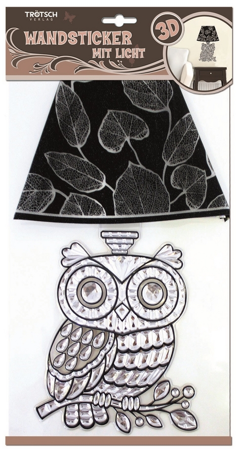 Wandsticker mit Licht "Kristall Eule"