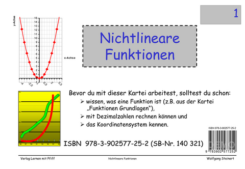 Mathekartei: Nichtlineare Funktionen - Wolfgang Steinert