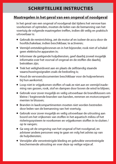 Schriftliche Weisungen niederl&auml;ndisch (Niederlande)