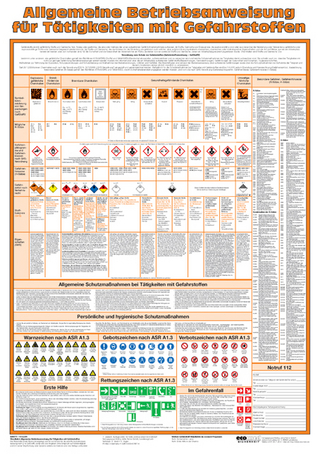 Wandtafel Allgemeine Betriebsanweisung für Tätigkeiten mit Gefahrstoffen