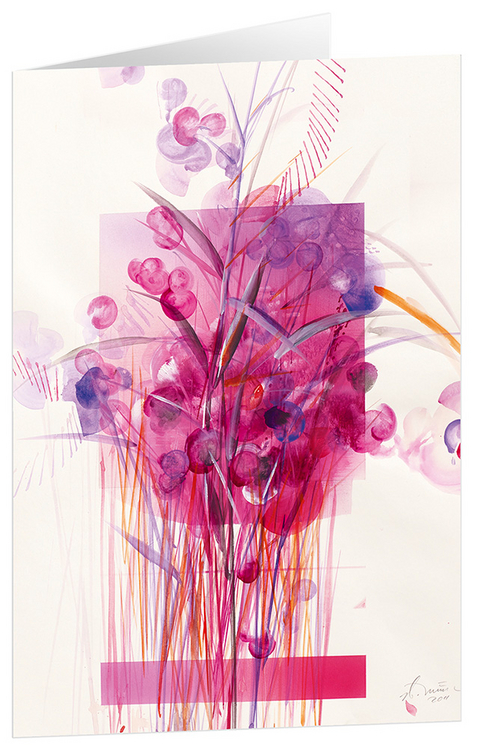 Roter Strau&szlig; - Kunst-Faltkarten ohne Text (5 St&uuml;ck) - 