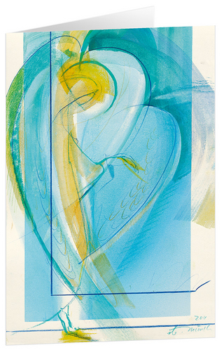 Tröstender Engel - Kunst-Faltkarten ohne Text (5 Stück)