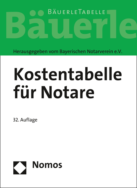 Kostentabelle f&uuml;r Notare - 