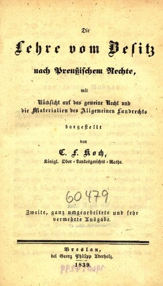 Die Lehre vom Besitz nach Preußischem Rechte, eBook (Faksimilie)