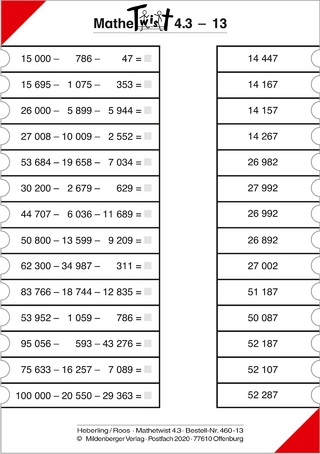Mathetwist. Rechnen - Spannen - Kontrollieren / 4. Schuljahr. 5 Arbeitskartenprogramme mit jeweils 18 Karten