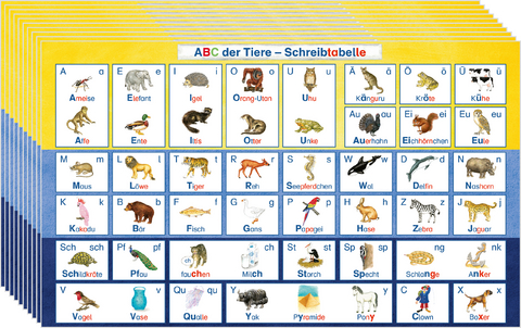 ABC der Tiere 1 &ndash; Silbenfibel&reg; &ndash; Kartonbeilage "Schreibtabelle", VPE 10