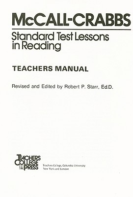 McCall-Crabbs Standard Test Lessons in Reading, Teachers Manual/Answer Key - William A McCall