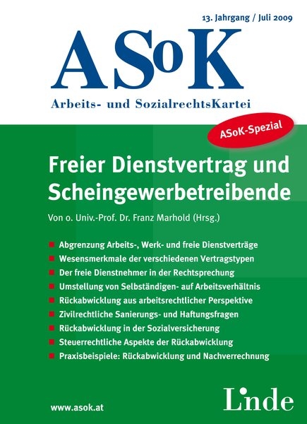 ASoK-Spezial Freier Dienstvertrag und Scheingewerbetreibende - 