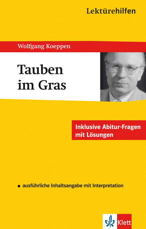 Klett Lekt&uuml;rehilfen Wolfgang Koeppen, Tauben im Gras - Hanns-Peter Reisner