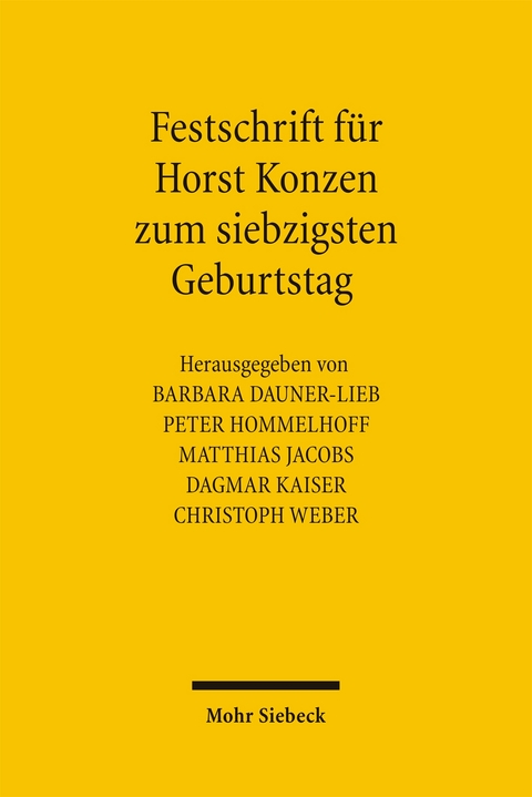 Festschrift f&uuml;r Horst Konzen zum siebzigsten Geburtstag - 