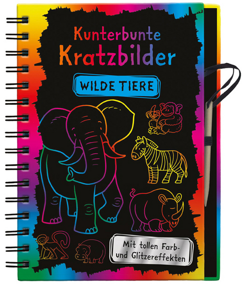 Kunterbunte Kratzbilder: Wilde Tiere