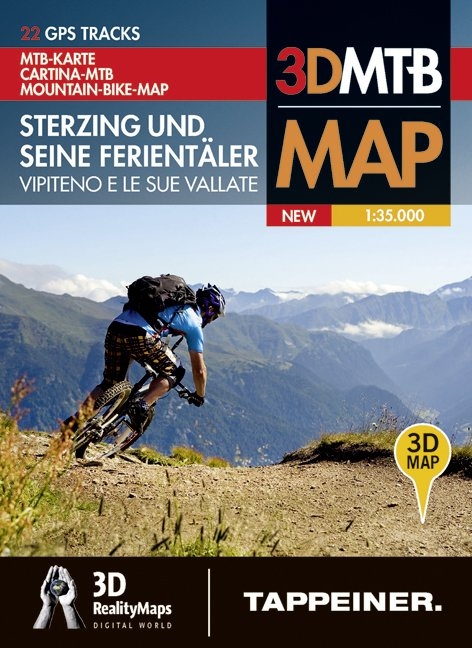 Mountainbike-Karte Sterzing und seine Ferient&auml;ler. Cartina Mountainbike Vipiteno e le sue vallate