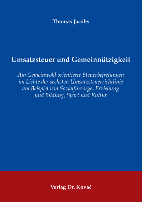 Umsatzsteuer und Gemeinn&uuml;tzigkeit - Thomas Jacobs