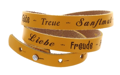Wickelarmband Leder "Liebe, Freude, Frieden, Geduld"