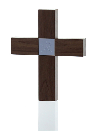 Holzkreuz klein - Nussbaum - Motiv Pax