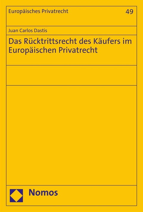 Das R&uuml;cktrittsrecht des K&auml;ufers im Europ&auml;ischen Privatrecht - Juan Carlos Dastis