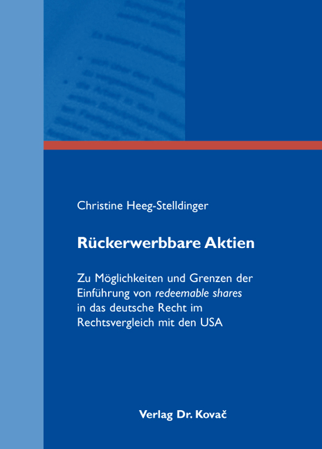 R&uuml;ckerwerbbare Aktien - Christine Heeg-Stelldinger