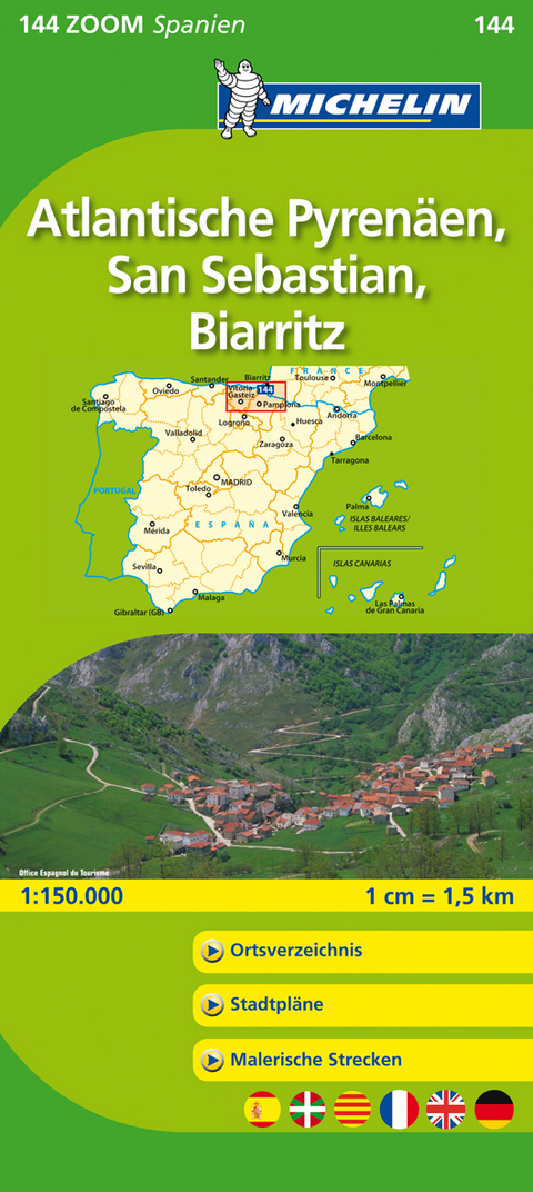 Michelin Karte Atlantische Pyren&auml;en, San Sebastian, Biarritz. Pyr&eacute;n&eacute;es Occidentales